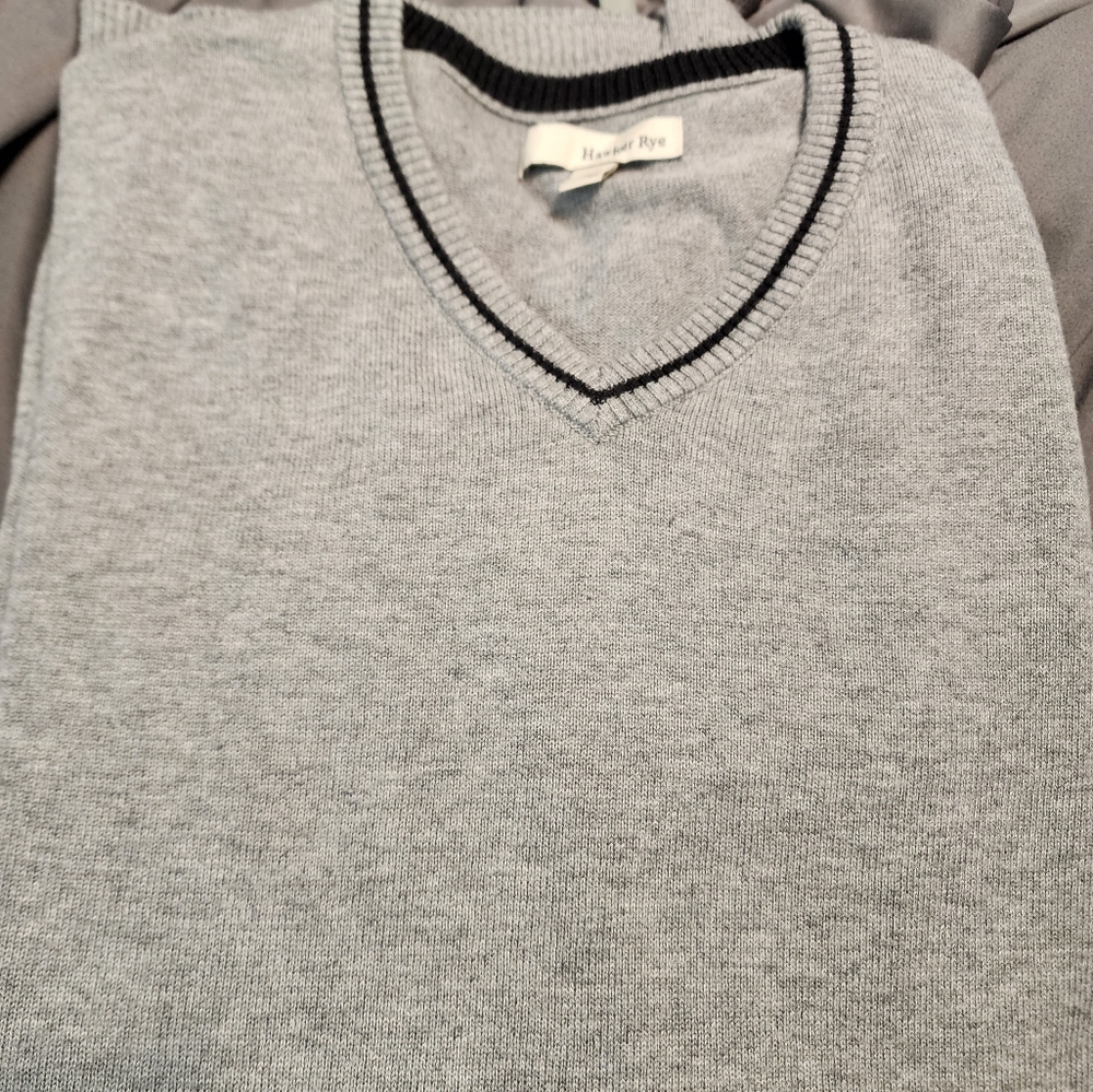 Hawker Rye Grey V Neck Sweater